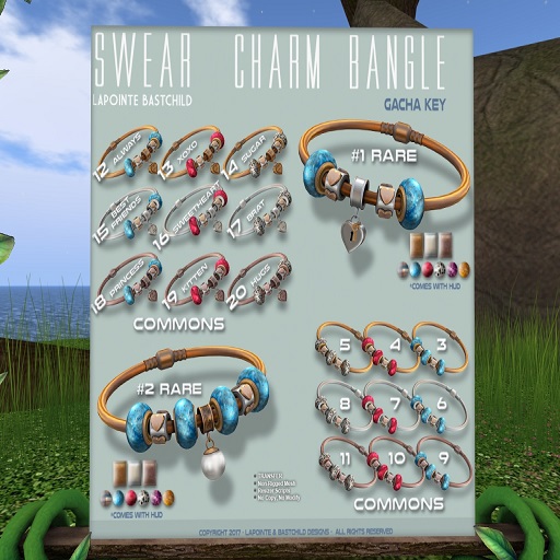 7.L&B Swear Charm Bangle - TriBead Silver Ruby