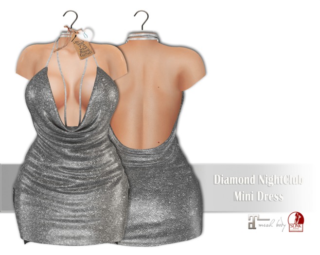 IS Diamond NightClub Mini Dress GLITTER SILVER