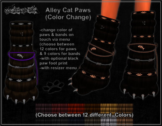::DarKCatZ:: Alley Cat Paws (Color Change) - JUST 99L$ - *SPECIAL OFFER* 
