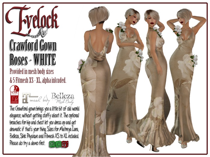 Evelock Crawford Gown - Roses White