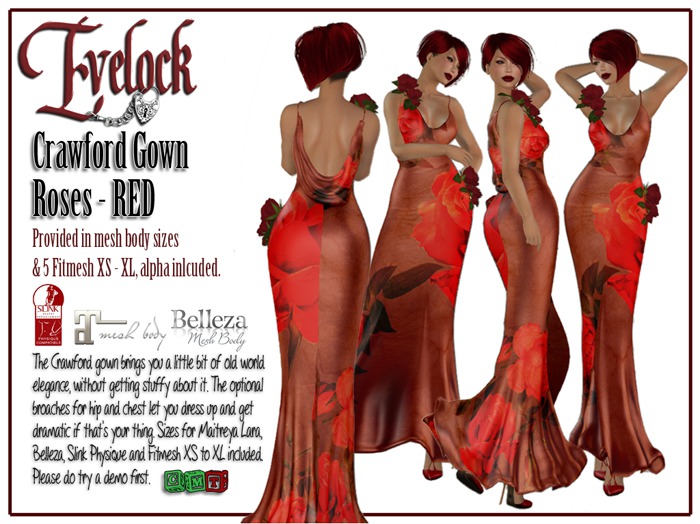 Evelock Crawford Gown - Roses Red
