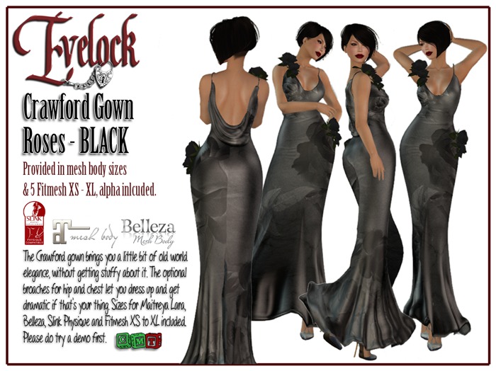 Evelock Crawford Gown - Roses Black