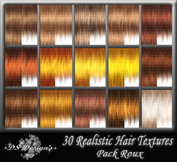 ** DS Design's ** 30 REALISTIC HAIR TEXTURES - ROUX