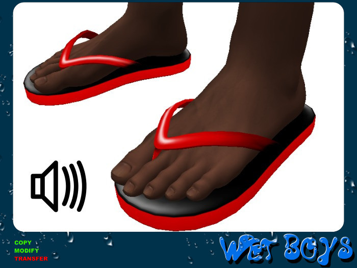 Wet Boy's Black/Red Flipflop Sandals with walk sound