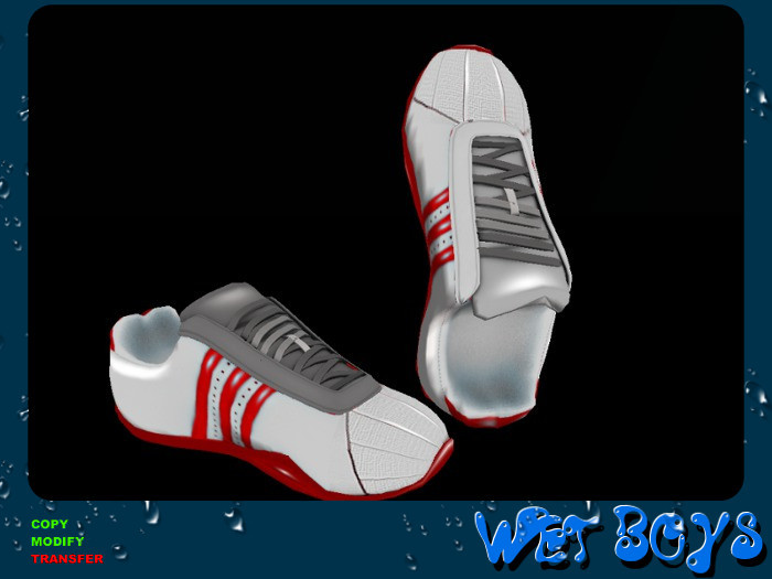 Wet Boy's White-Red Superstar Sneakers