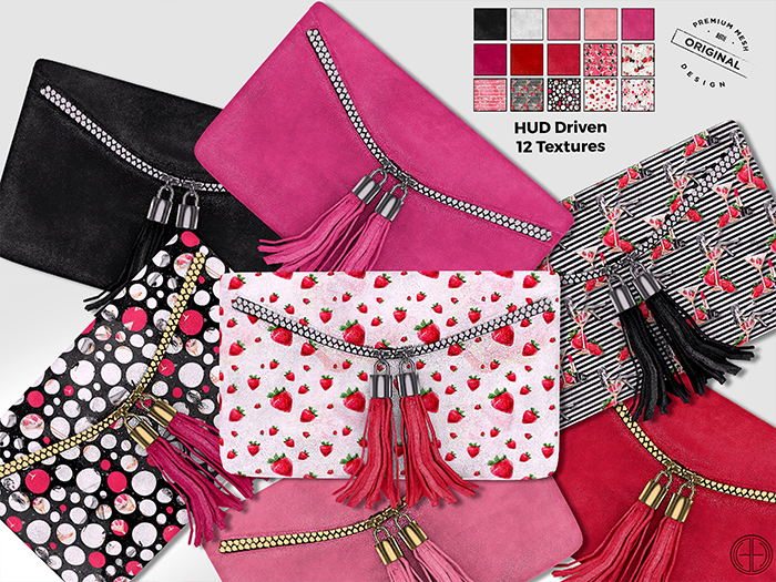 [hh] Olivia Suede Clutch Lipstick and Strawberries