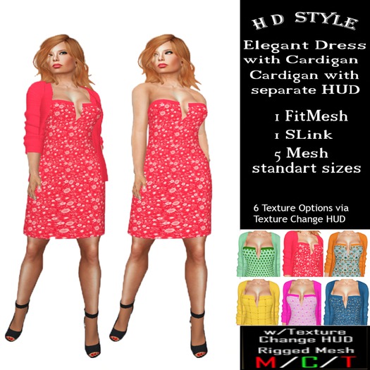 Elegant Dress with Cardigan & Texture Change HUD