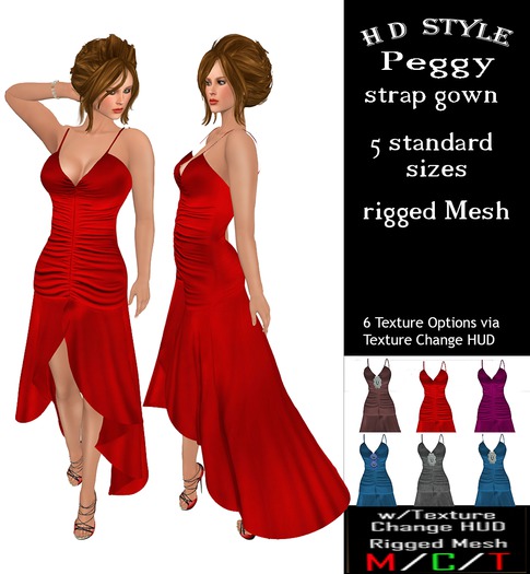 Peggy strap gown with Texture Change HUD