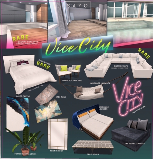 SAYO - Vice City Gacha - Biscayne Area Rug 01 - COMMON