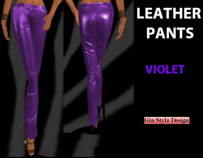 Shiny Leather Pants - violet