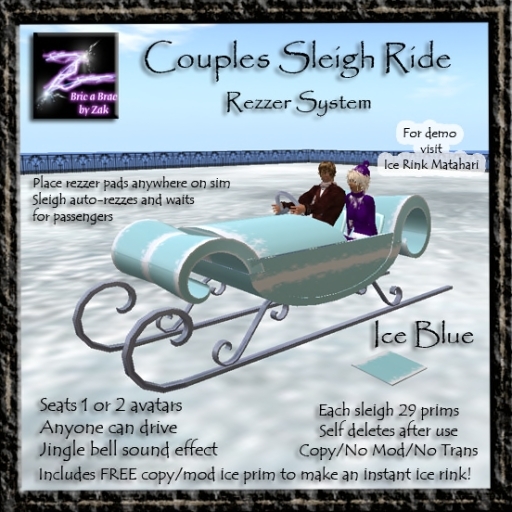 BBZ Couples Winter Snow Sleigh Ride Rezzer System Ice Blue 