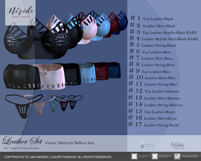 #16~Nerido~ Leather Skirt (Maitreya)-Royal