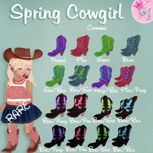 Glitter Junkie - Spring Cowgirl Boots Green