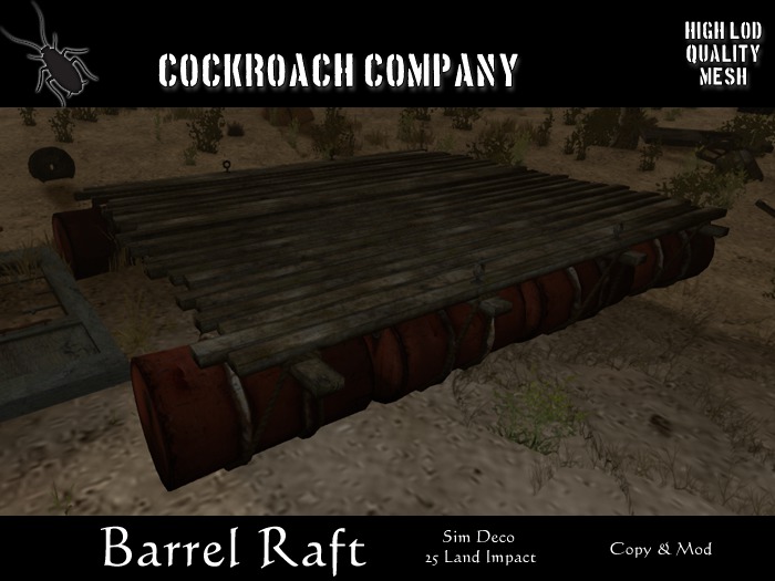 Second Life Marketplace - [COCKROACH] Barrel Raft (Mesh)