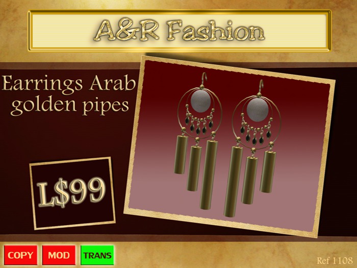 DEMO A&R Earrings Arab Golden Pipes 1108