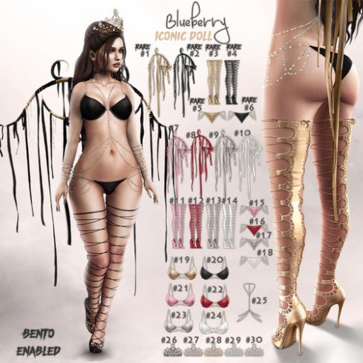 #19 Blueberry - Iconic Doll - Bra - Gold - Maitreya