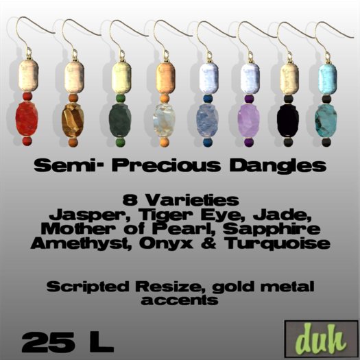 ::Duh!:: Gold Semi-Precious Stone Dangles