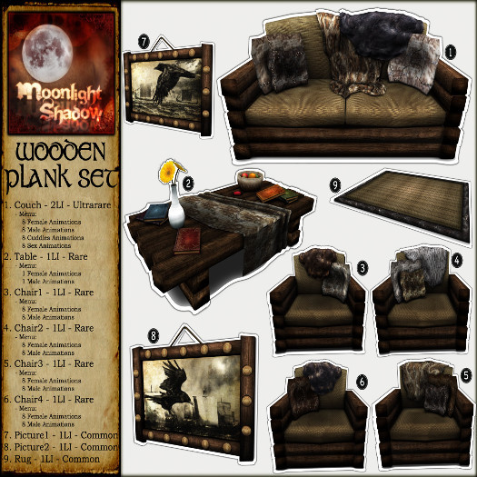 "Moon_Sha"  Wooden Plank Set - Chair 2 <<RARE>>