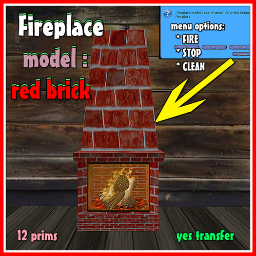 Fireplace model : red brick - BOX