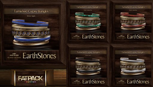 EarthStones Tarnished Gypsy Bangles - Brass Fatpack