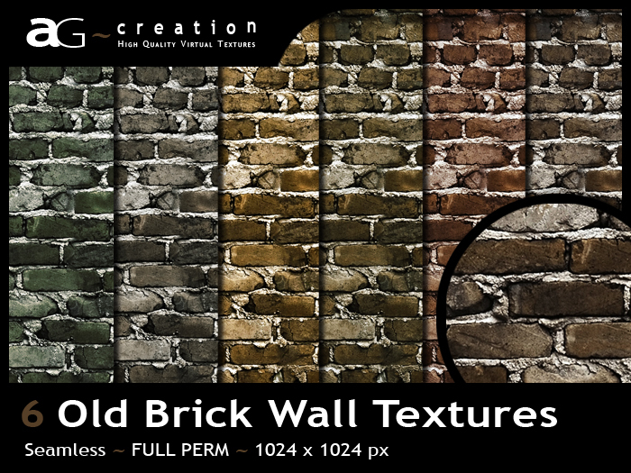 FULL PERM - 6 Textures Old Brick Wall 01