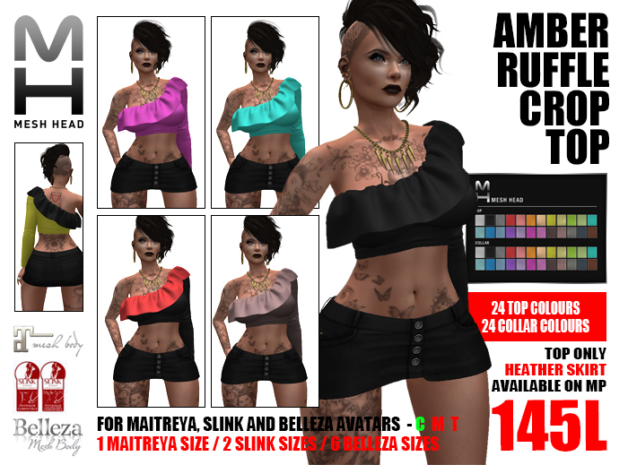 Mesh Head - Amber Ruffle Crop Top - MAITREYA - SLINK - BELLEZA 