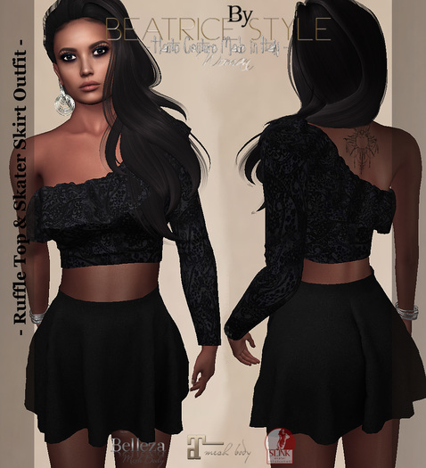 "BeatriceStyle" - Ruffle Top & Skater Skirt Outfit