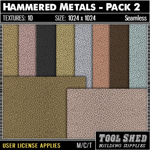 Second Life Marketplace - Tool Shed - Hammered Metals - Pack 2