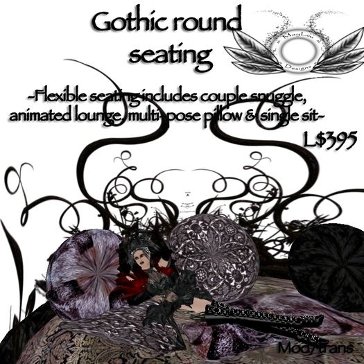 Gothic style seating - inc many poses