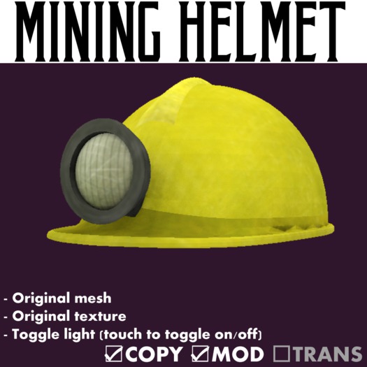 Simple mining helmet (toggle light)