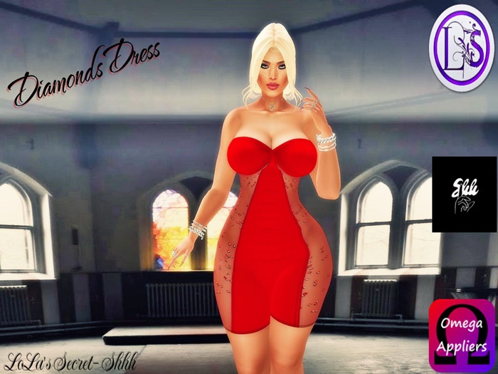 .~LS~DIAMONDS DRESS - RED - {OMEGA}