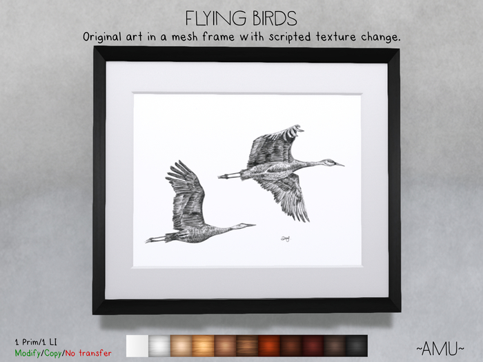 ~AMU~ Flying birds - framed art