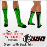 WIN Women's Boxing Boots - Green with Black Trim