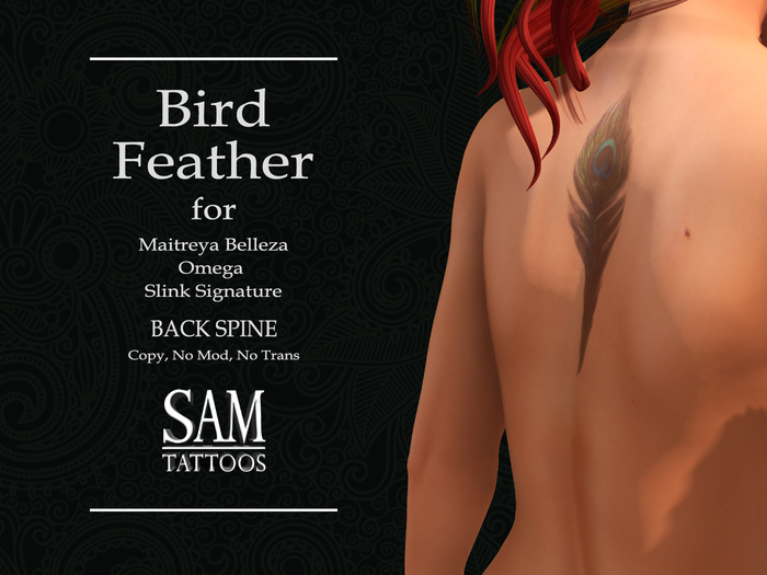 - SAM TATTOO - BIRD FEATHER COLOUR