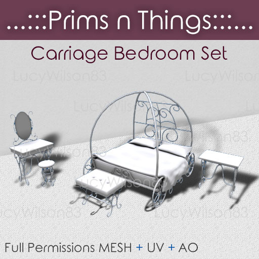 [...:::Prims N Things:::...] Carriage Bedroom Set