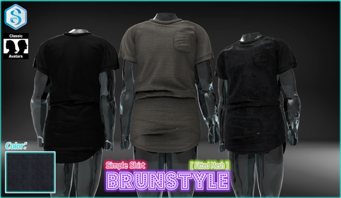 [BrunStyle] Simple Shirt (Fitted Mesh) - Blue