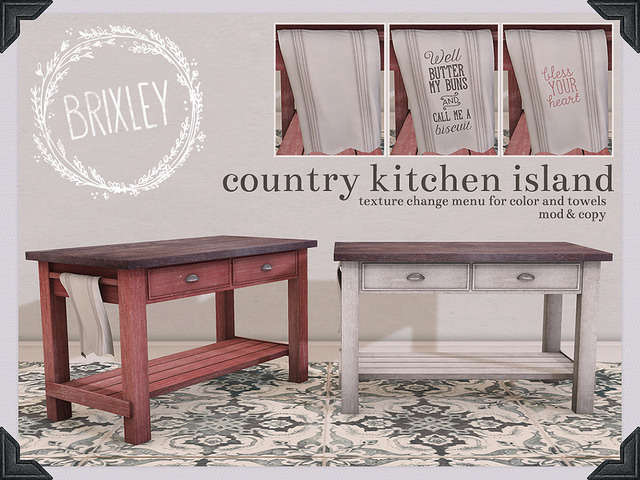 [Brixley] country kitchen island