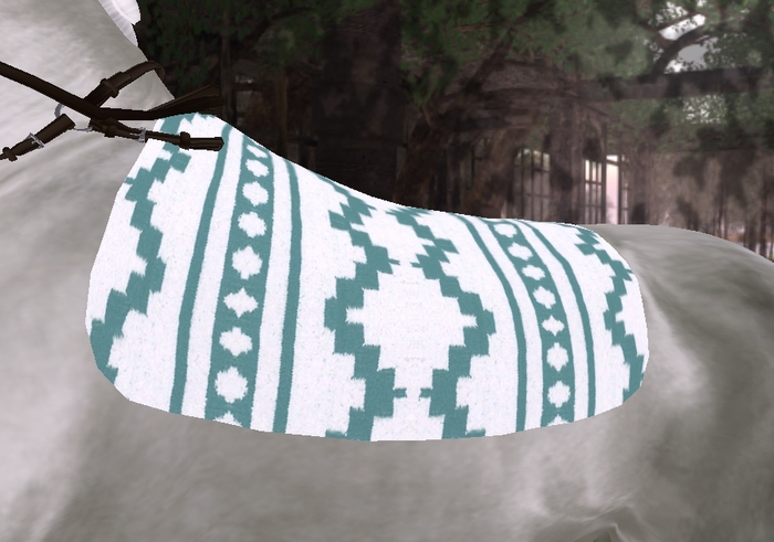 Rococo - Western Aztec English saddlepad teal/white