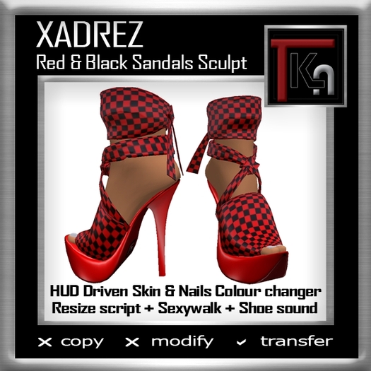 TKA-XADREZ-RED&BLACK SANDALS SCULPT