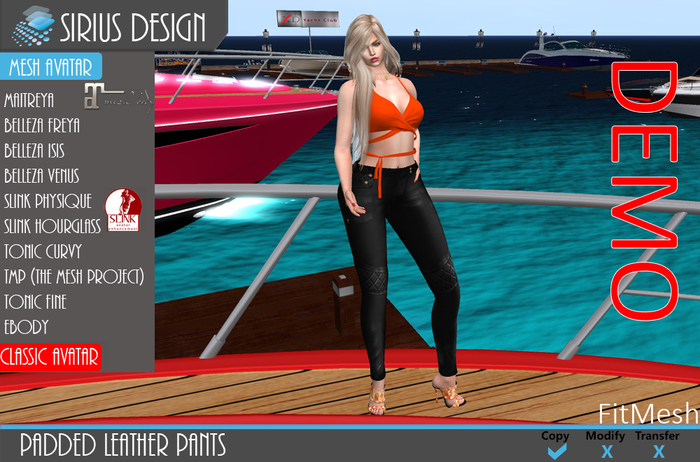 Sirius Design Padded Leather Pants ALL DEMOS Boxed==DEMO==