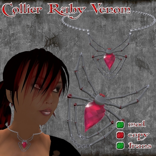 "Collier Ruby Venom" Spider with Ruby