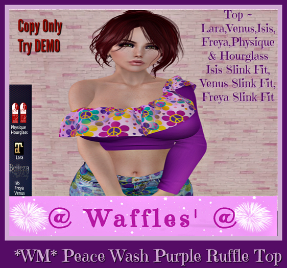 *WM* Peace Wash Purple Ruffle Top