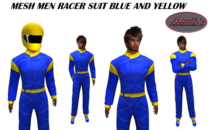 MESH MEN RACER SUIT BLUE AND YELLOW