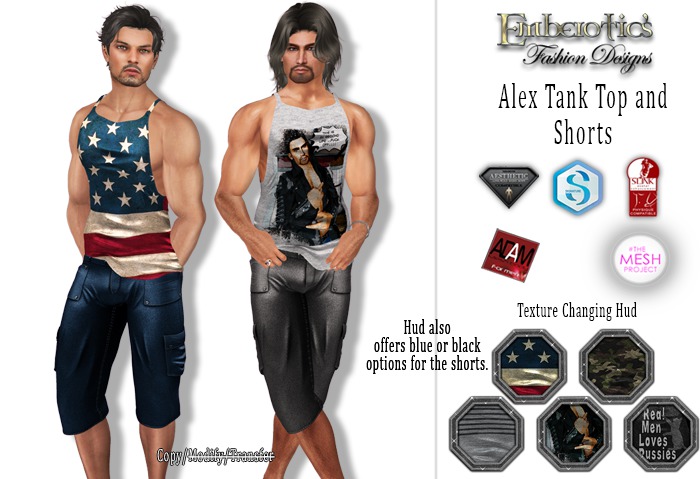 ~ Alex ~ Tank Top and Shorts and Texture Changing Hud