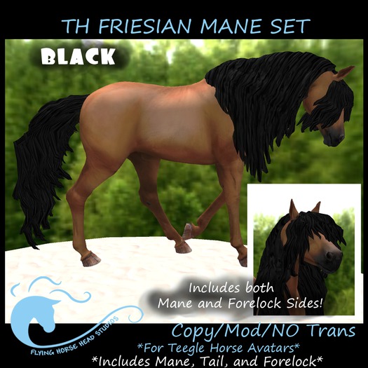 Teegle Horse Friesian Mane Set -Black