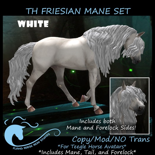 Teegle Horse Friesian Mane Set -White
