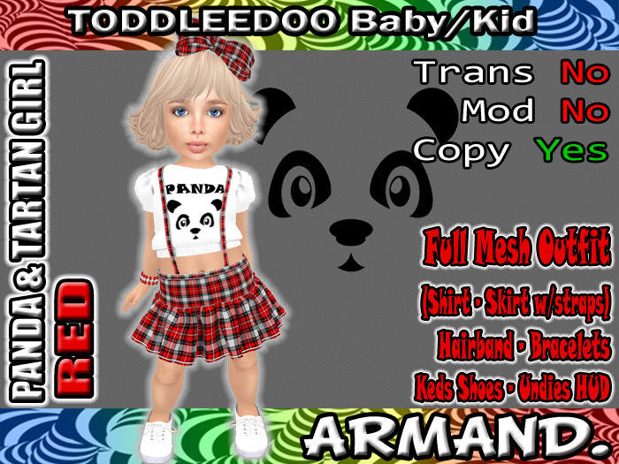 --ARMAND-- PANDA & TARTAN GIRL - RED