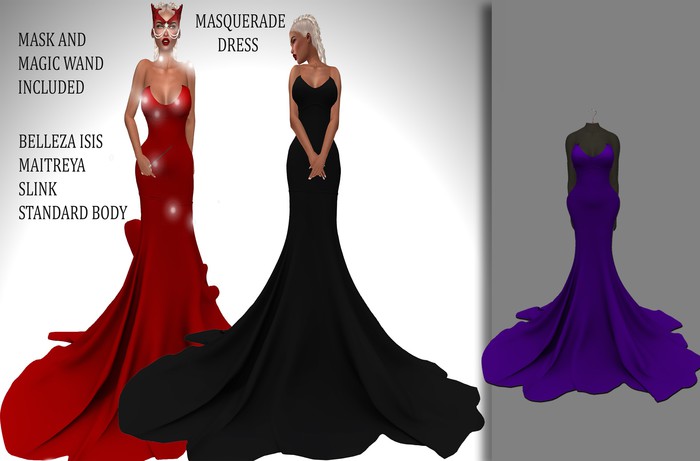 [M] Masquerade Dress+Mask Purple