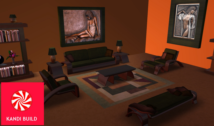 Living room set B,Couch,Chair,Sofa,Recline,Bookcase,Furniture,scripted menu driven animations,Goth