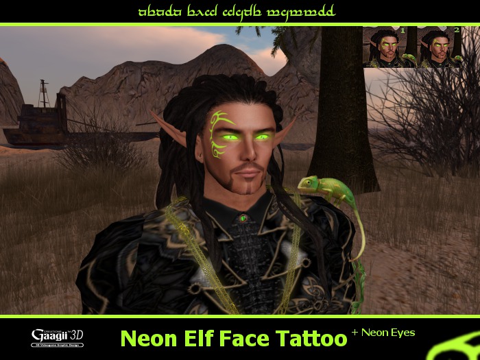 Gaagii 3D - Neon Elf Face Tattoos + Glowing Eyes [PROMO]